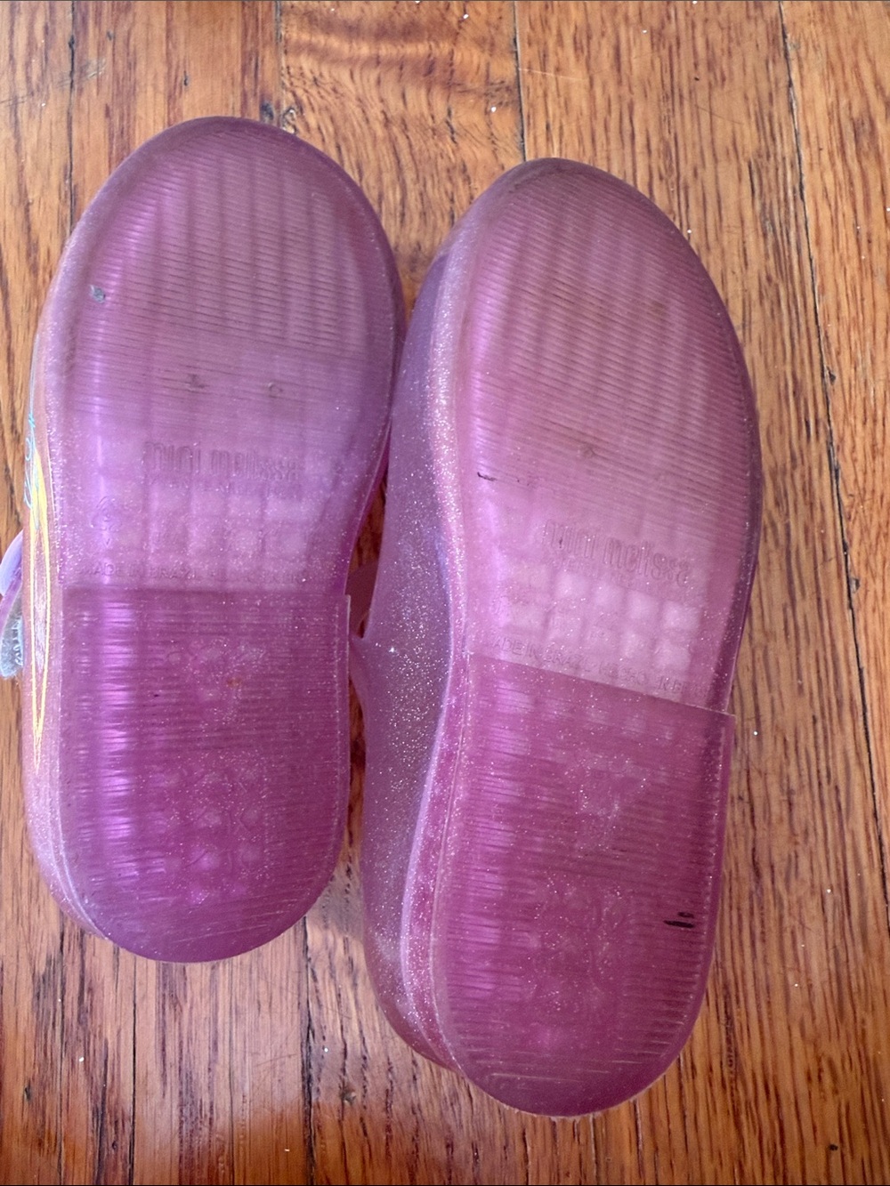 Mini Melissa Pink Glitter Ariel Jelly Mary Jane Shoes - Picture 3 of 3